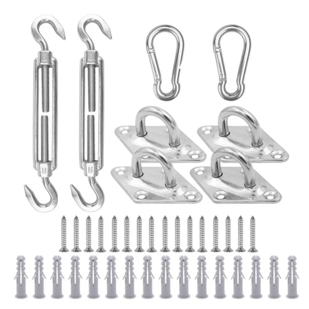 

Sun Shade Sail Hardware Kit Awning Fixing Attachment Set Sunshade Sail Installation Accessory 40PCS Silver Hardware Kit