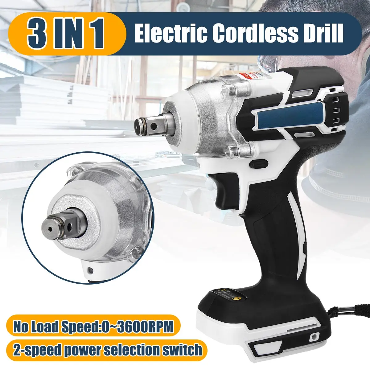 

3-in-1 1280W 19800mAH Electric Brushless Drill Cordless Power Hammer Screwdriver Power Tools Lithium-Ion Battery Multifunction