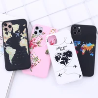 world map flight postmark adventure phone cover for iphone 11 12 13pro max x xs xr max 7 8 7plus 8plus soft silicone candy case