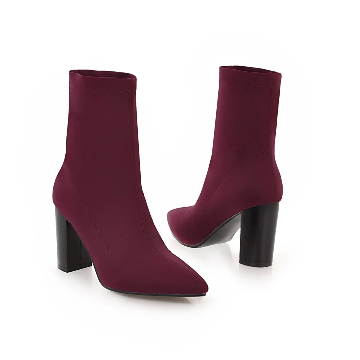 Оригинальное предназначение; зимние пикантные ботильоны винно-красного, черного, синего цвета; женские ботинки с острым носком на не сужающемся книзу массивном каблуке; женские модные элегантные ботинки