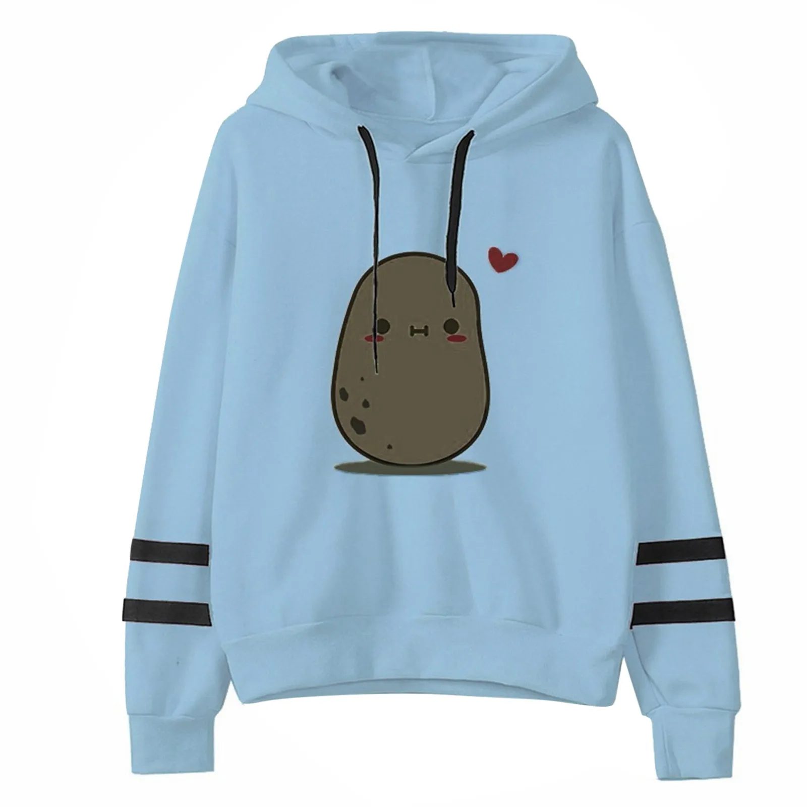 Fashion Women Hoodie Casual Loose Long Sleeve Striped Potato Print Sweatshirt Tops Streetwear Women Oversized Hoodies Sudaderas