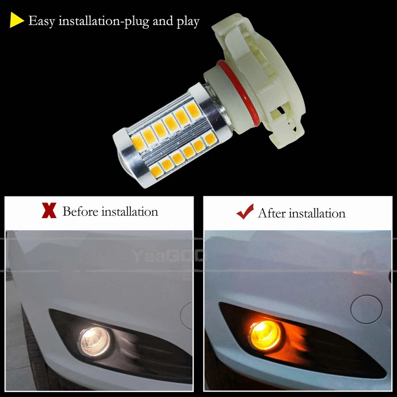 YaaGoo 33SMD H16 5202 5201 светодиодный фонарь для автомобиля грузовика противотуманный