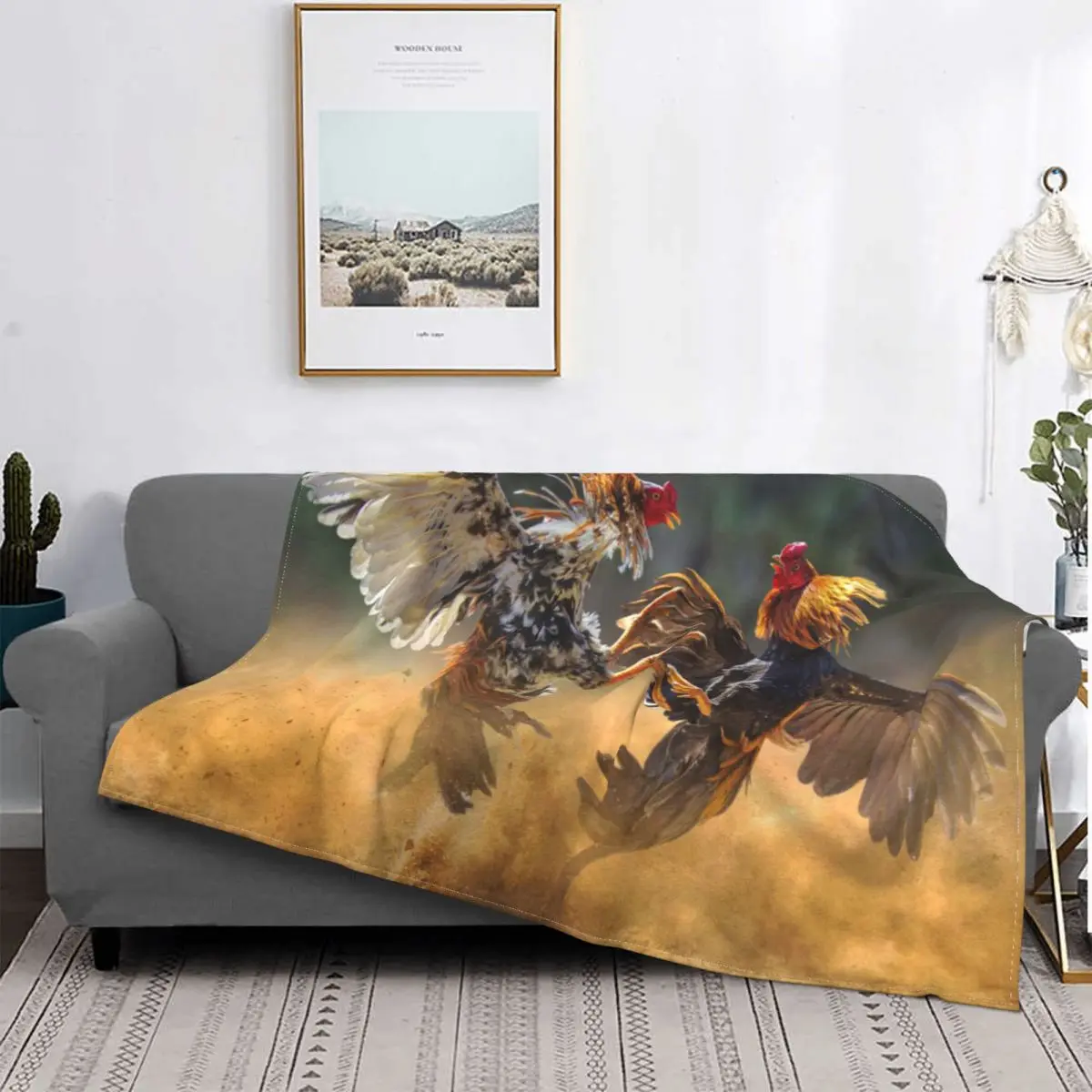 

Rooster Fighting 1086 YX Manta, colcha para cama a quadros, manta de felpa de Anime en la cama