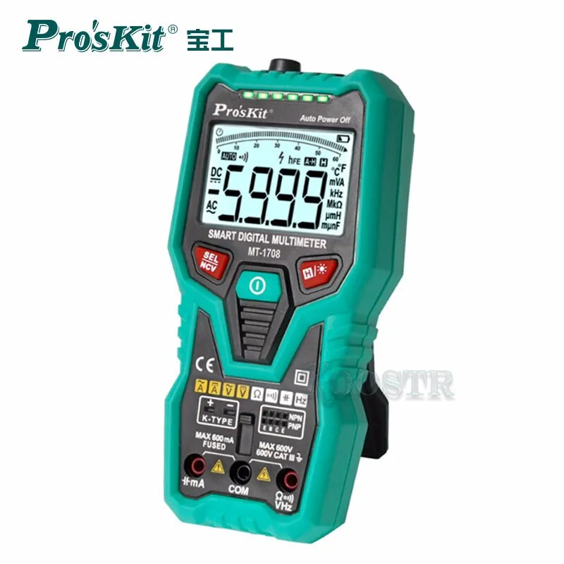 

Умный Цифровой мультиметр Pro'sKit MT-1708 3-5/6, полностью автоматический цифровой мультиметр с защитой от короткого замыкания и высокой точностью ...