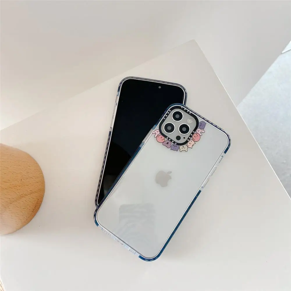 Прозрачные чехлы с милым мультяшным котом для iPhone 12 Pro Max 11 XR XS 7 8 Plus силиконовый