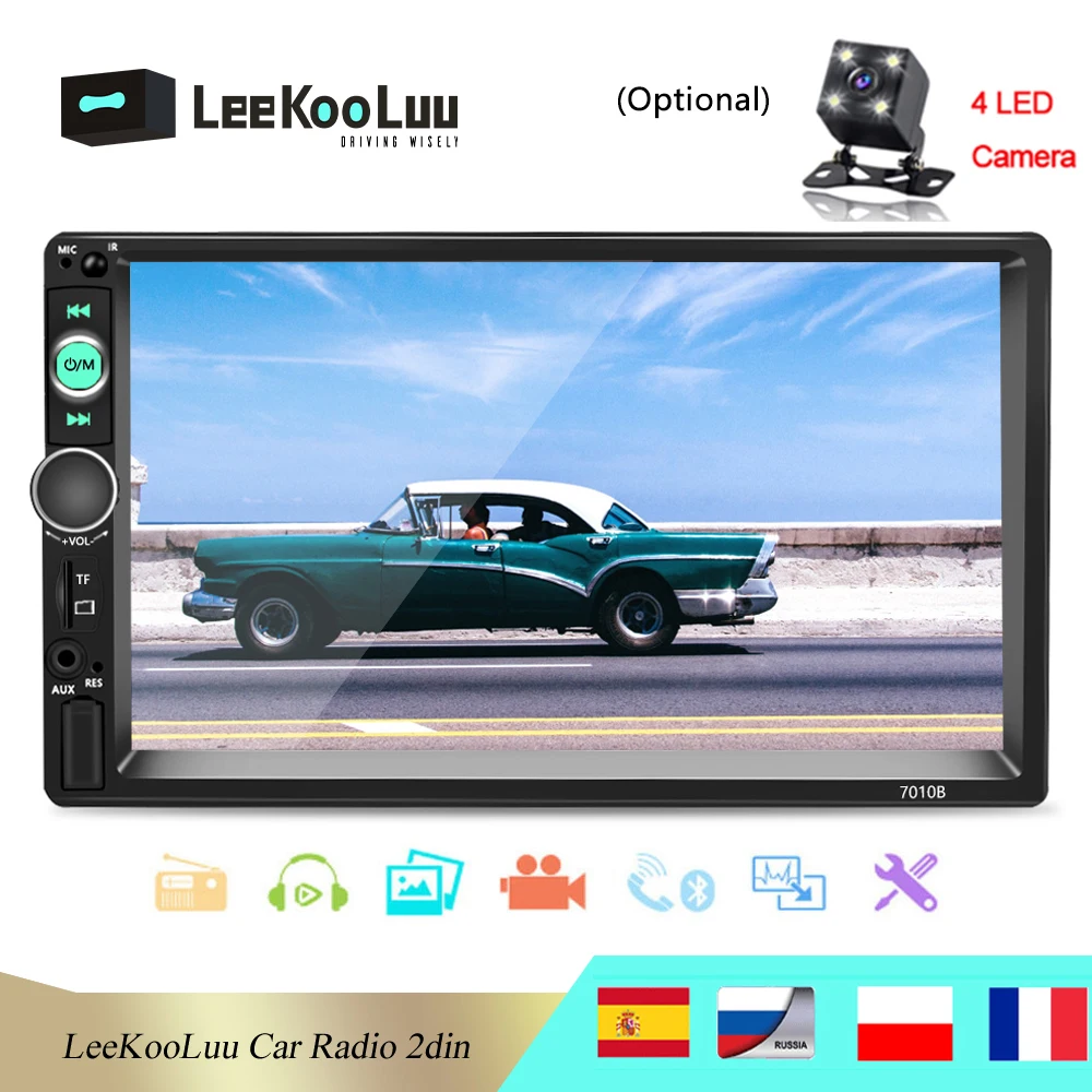 

LeeKooLuu 2 Din Car Radio 7" Multimedia Player 2Din Autoradio Touch Screen Auto audio Car Stereo MP5 Bluetooth USB TF FM Radio