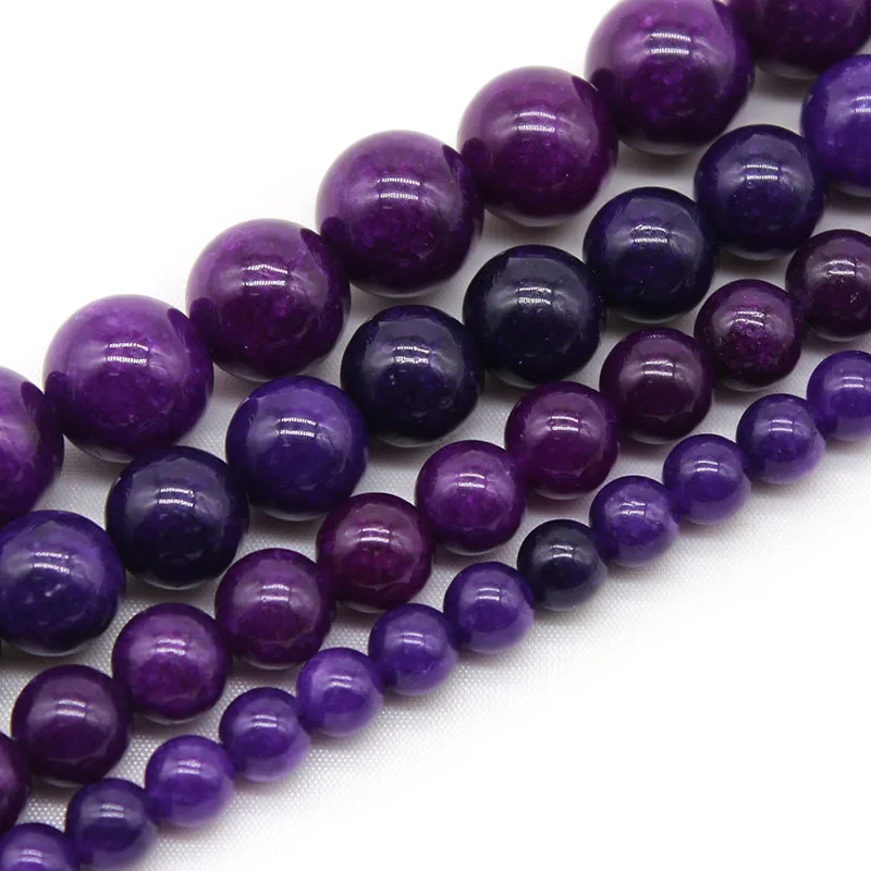 

Бусины Из Натурального темно-фиолетового нефрита, круглые бусины-разделители россыпью, аксессуары для браслета 6/8/10/12 мм
