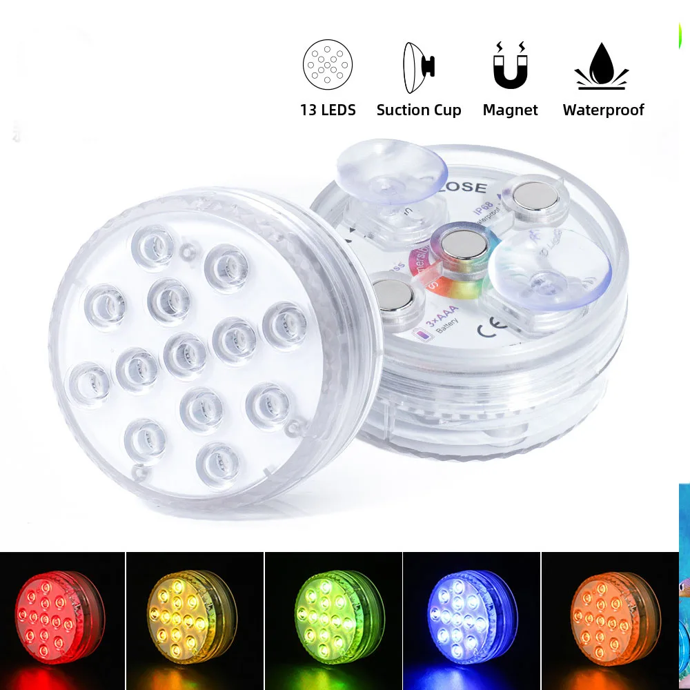 Погружной светильник для дайвинга 13 светодиодов 16 цветов магнит и присоска