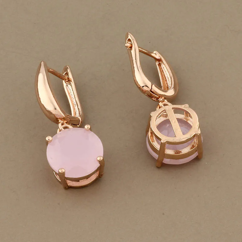 Новые модные серьги корейские элегантные 3 цвета 12 мм круглые висячие 585 розовое