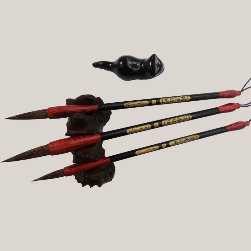 3pcs Calligraphy Brush Stone Badger Hair Chinese Painting Writing Regular Script Bird Landscape Ink Pen | Канцтовары для офиса и