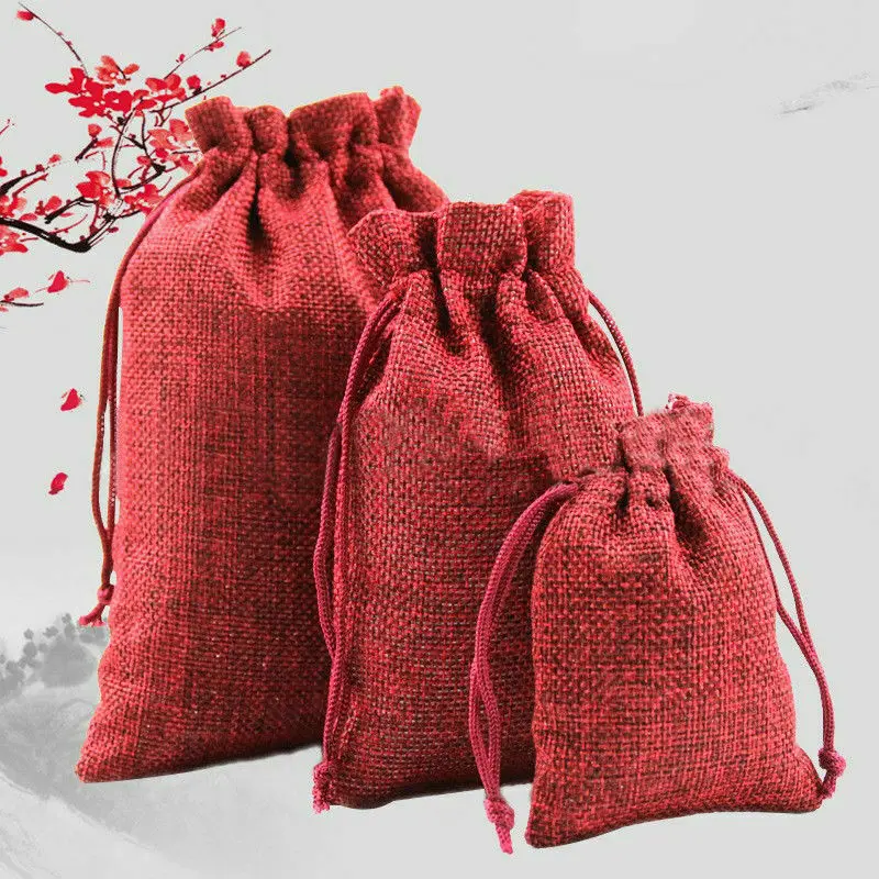 

7x9cm Drawstring Natural Burlap Bag Jute Gift Bags Jewelry Packaging Wedding Bags with Candy Bag 50 pcs / bag