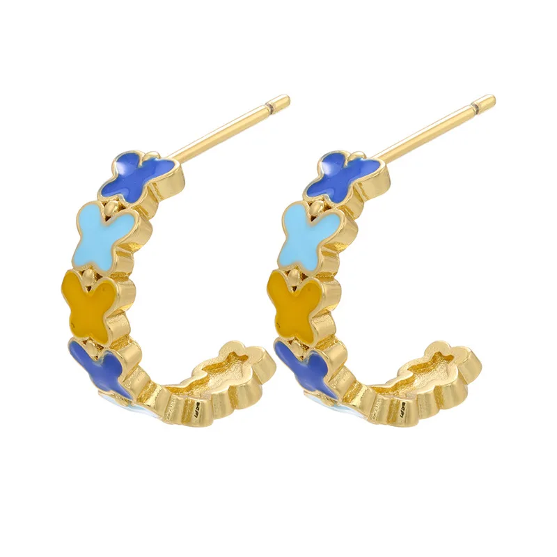 

Fashion Colorful Dropping Earrings Oil Flower Star Butterfly Earrings For Women Girls Chinese Style Jewelry Gift Wholesale