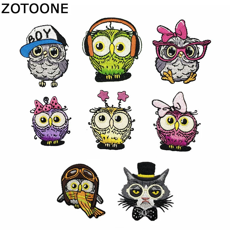 Утюг на заплатки в виде животных для одежды с милой совой значки полоски наклейки