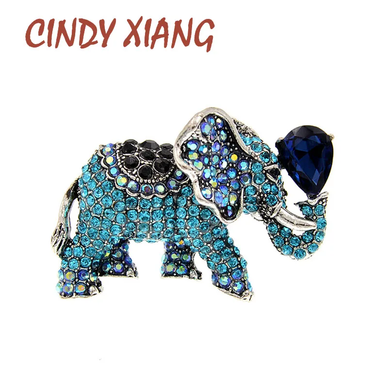 

CINDY XIANG Rhinestone Elephant Brooches For Women Vintage Animal Pin Brooch 6 Colors Avaibale New Design High Quality 2021