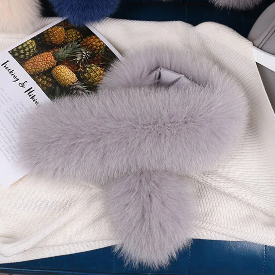 light gray И Тихий Домашний шарф из кожи и меха лисы шерсть воротник шарф действительно волосы орфографический Цвет Женский Детский шарф набор для грифа лисы ребенка свинца - Цвет: light gray