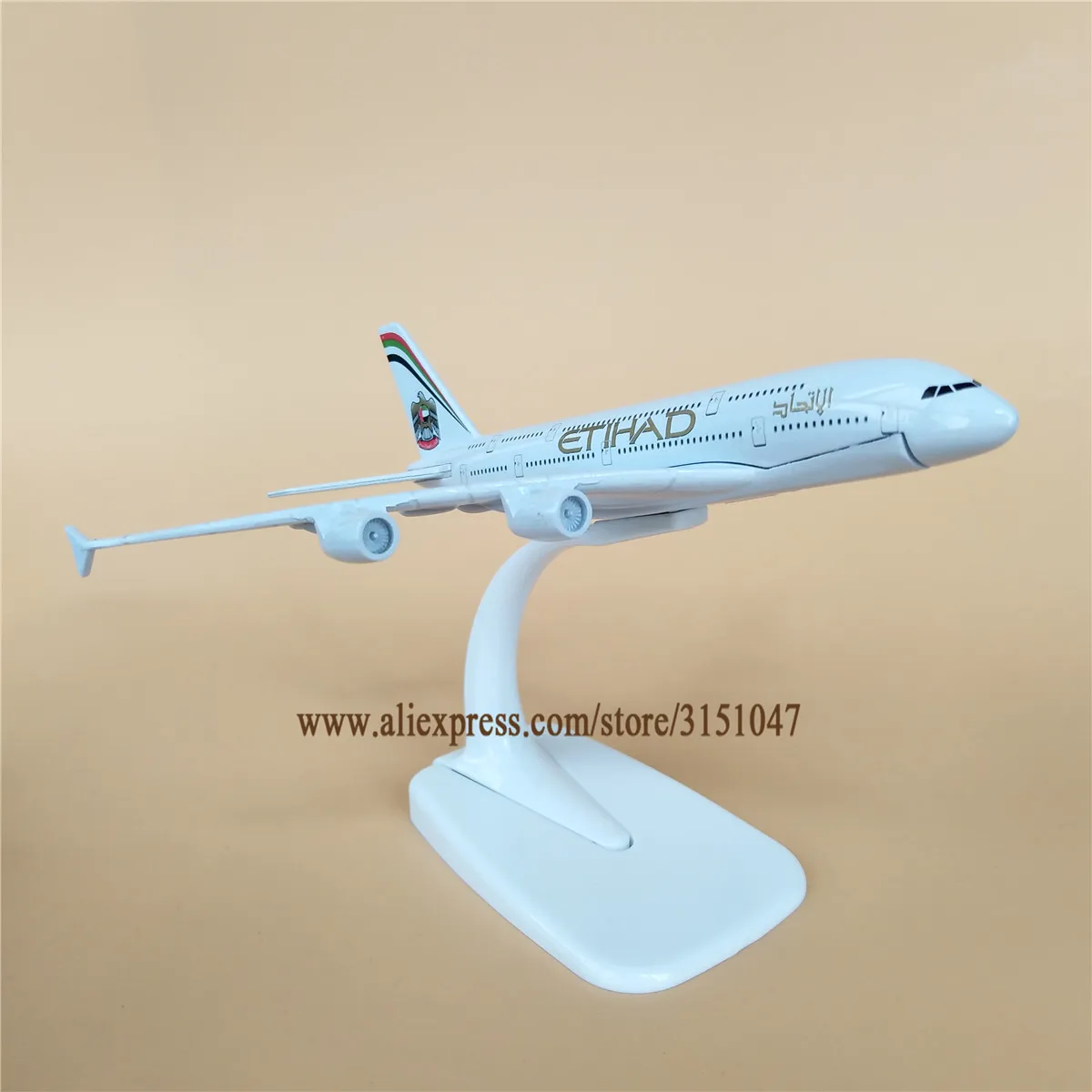 Модель самолета из металлического сплава для авиакомпании Etihad A380 модель аэробус