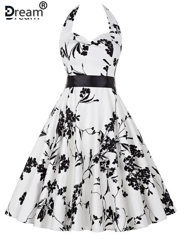 Женское винтажное платье в горошек с широкой юбкой | Женская одежда