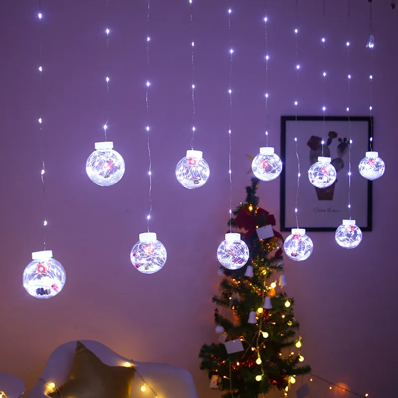 

СВЕТОДИОДНАЯ Гирлянда-занавес с шариками, Санта-Клаус 2022, рождественское и Новогоднее украшение, светодиодная гирлянда, украшение для дома,...