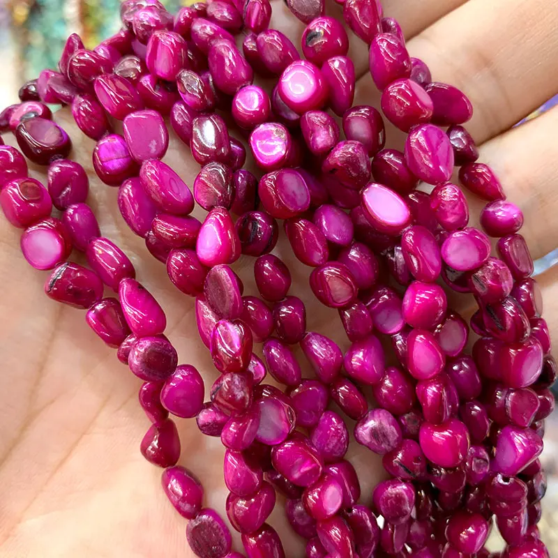 rose red Браслет из прородного белого камня, цветной краситель 5-8 мм, гравийная форма, бисер для самостоятельного изготовления ювелирных изделий, браслет, ожерелье из нескольких нитей 15,5'' - Цвет: rose red