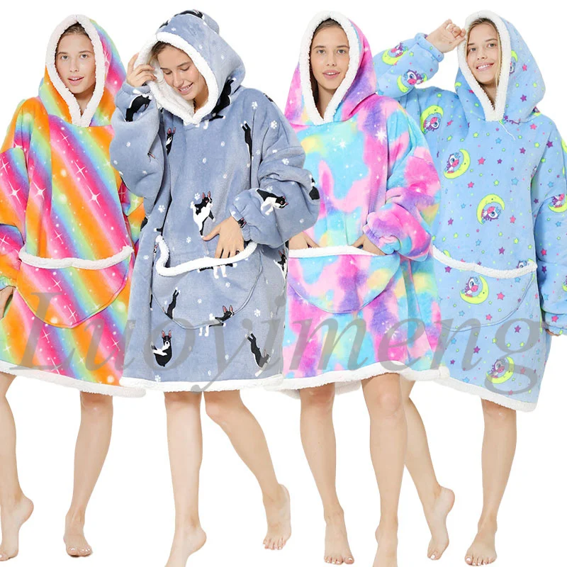 Зимние теплые кигуруми фланелевые плюшевые одеяла с капюшоном - купить по