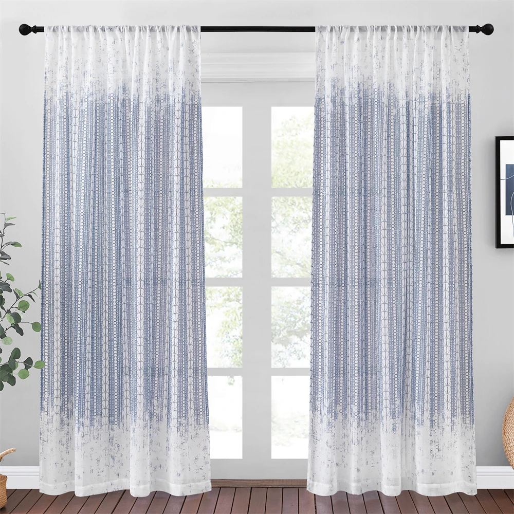 

NICETOWN 2 Color Decoration Sheer Curtains for Porch Exterior Voile Curtains for Living Room Luxury European Christmas Curtains