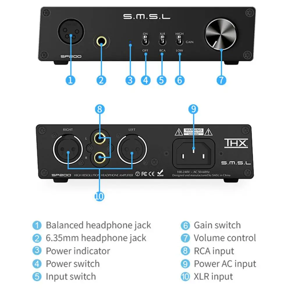 SMSL SP200 сбалансированный усилитель для наушников THX AAA 888 технология XLR Hi Fi