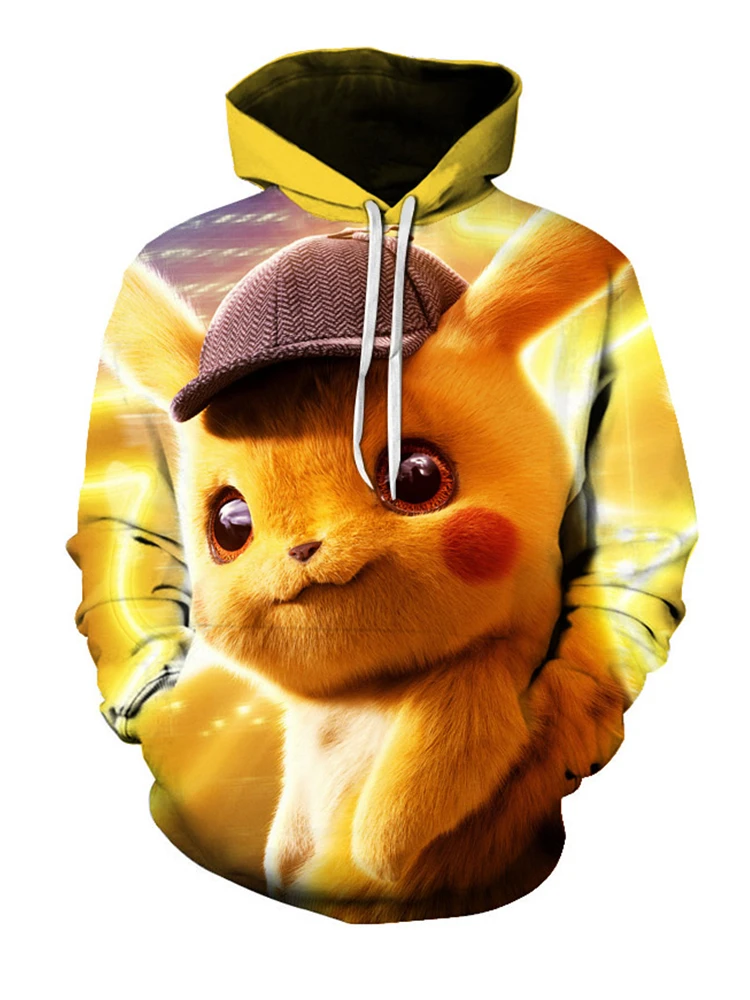 Коллекция года, толстовки с объемным принтом Покемон го Пикачу Eevee, толстовки с капюшоном для мальчиков и девочек, кавайная кофта с капюшоном худи