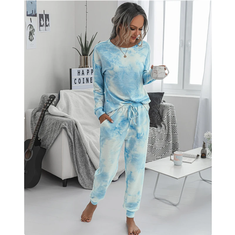 Женский спортивный костюм из 2 предметов футболка с длинным рукавом и круглым