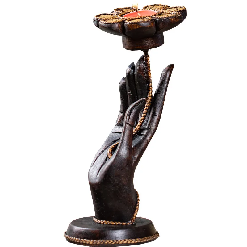 Подсвечник в виде лотоса стиле ретро из Таиланда деревянный подсвечник Будды с