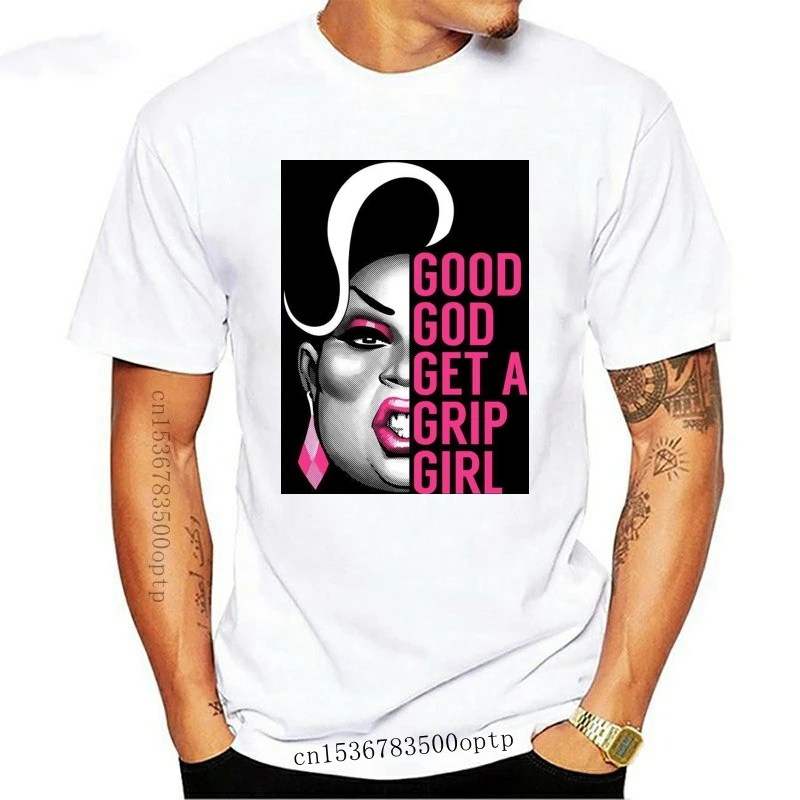 

Новая мужская футболка с принтом, хлопковая Футболка с круглым вырезом и коротким рукавом, женская футболка Latrice Royale - Good God Get A Grip Girl - Rupaul Drag