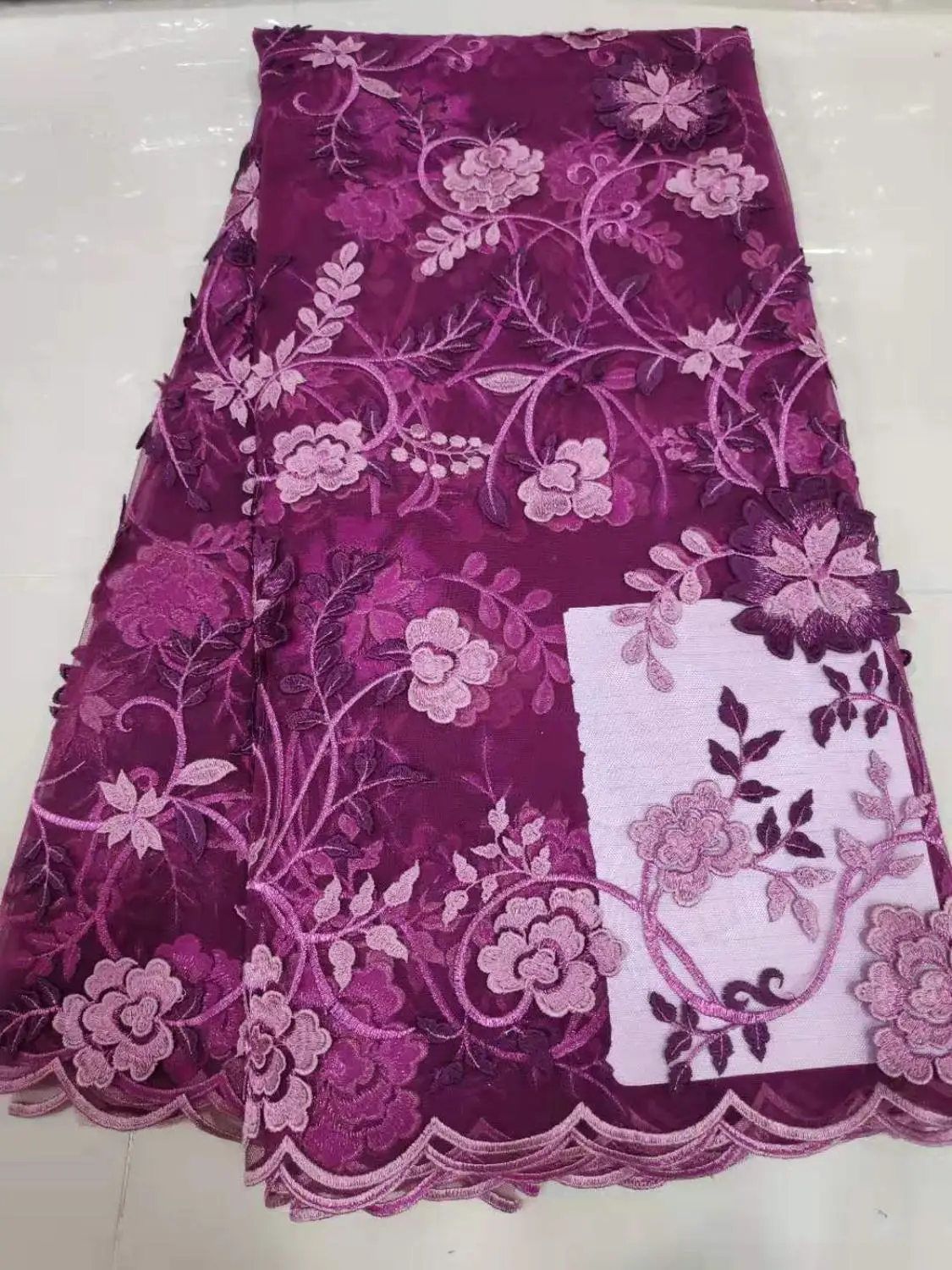 Hot Sale white Luxury African Lace Fabric 2019 High Quality Tulle French 3D Fabrics for Wedding Dress FHD725 | Дом и сад