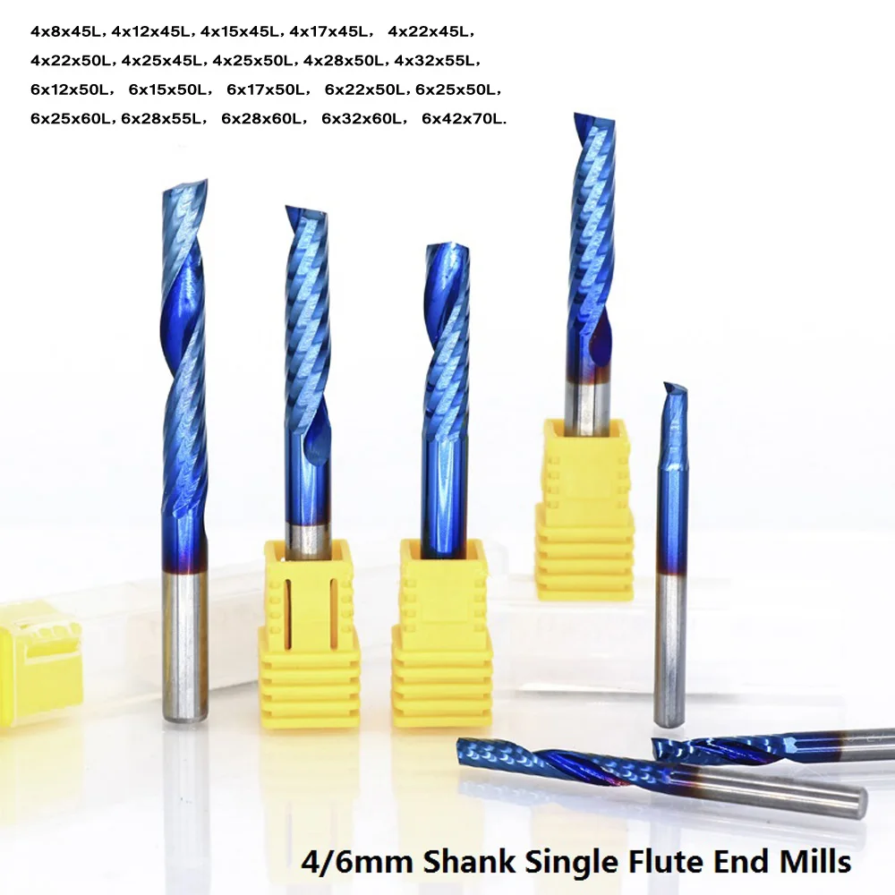 4/6mm Shank HSS End Mill Blue Coating CNC Router Bit Single Flute Milling Cutter For Quick And Smooth Cuts In Woods Plastic | Инструменты