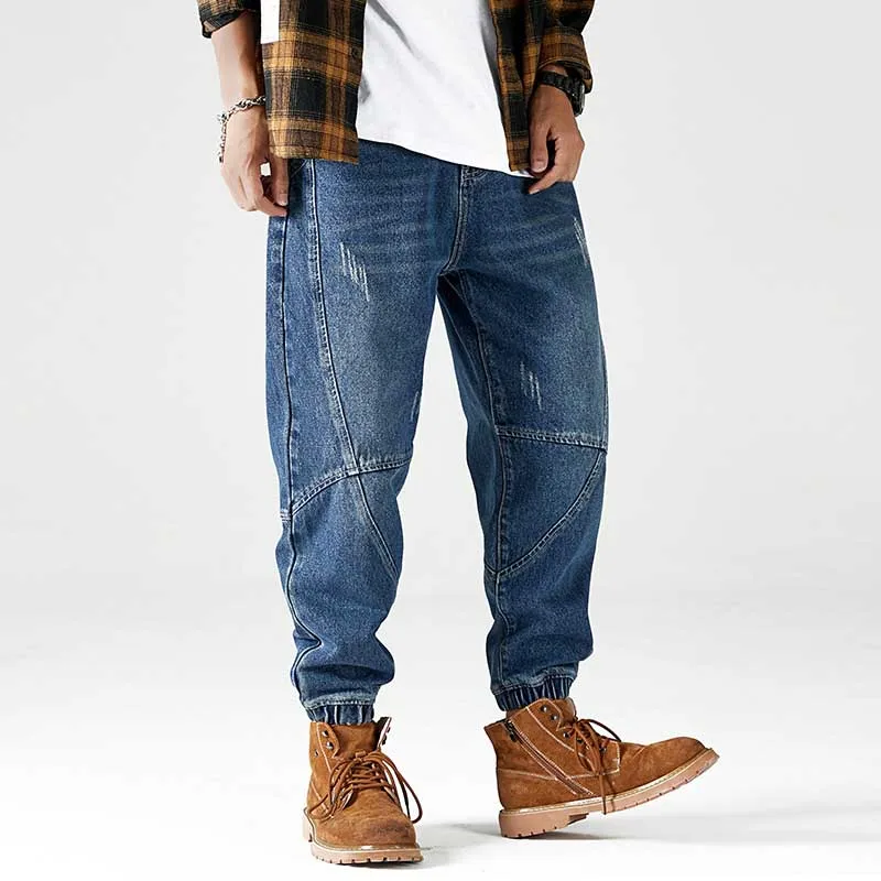 Модные шаровары джоггеры джинсы мужские повседневные Свободные мешковатые