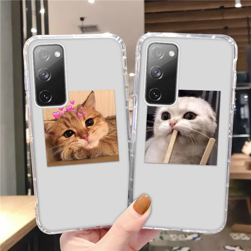 

Cute Cat Clear Case for Samsung Galaxy S20 S30 S10 Ultra Plus Anti Knock Case for Galaxy A21S A51 A71 A20 A30 Silicone Cover