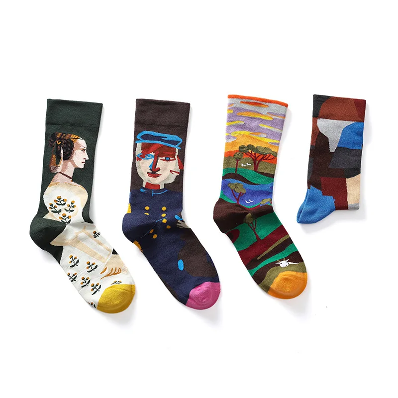 

2020 New Hot-selling Men And Women Couples Art Graffiti Street Wild High-end Cotton Ladies Long Tube Socks