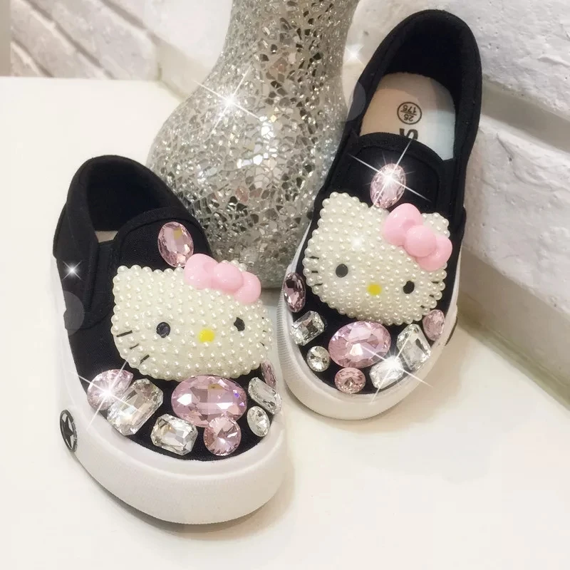 Детская парусиновая обувь детские светящиеся ботинки с кристаллами для