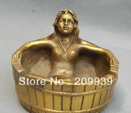 00850 China Chinese fengshui Pure Brass Belle tub sark bathtub Ashtray | Дом и сад