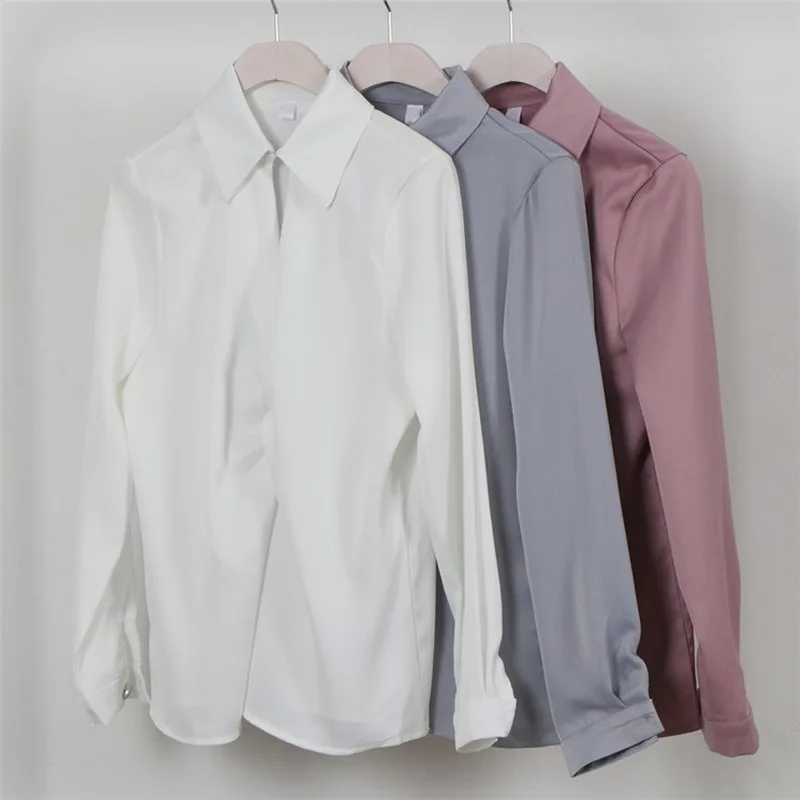 

Mazefeng New 2020 Women Summer Blouses Shirts Fashionable Solid Multi Colors Satin Casual V-Neck Wild Sexy Pink Tops One Size