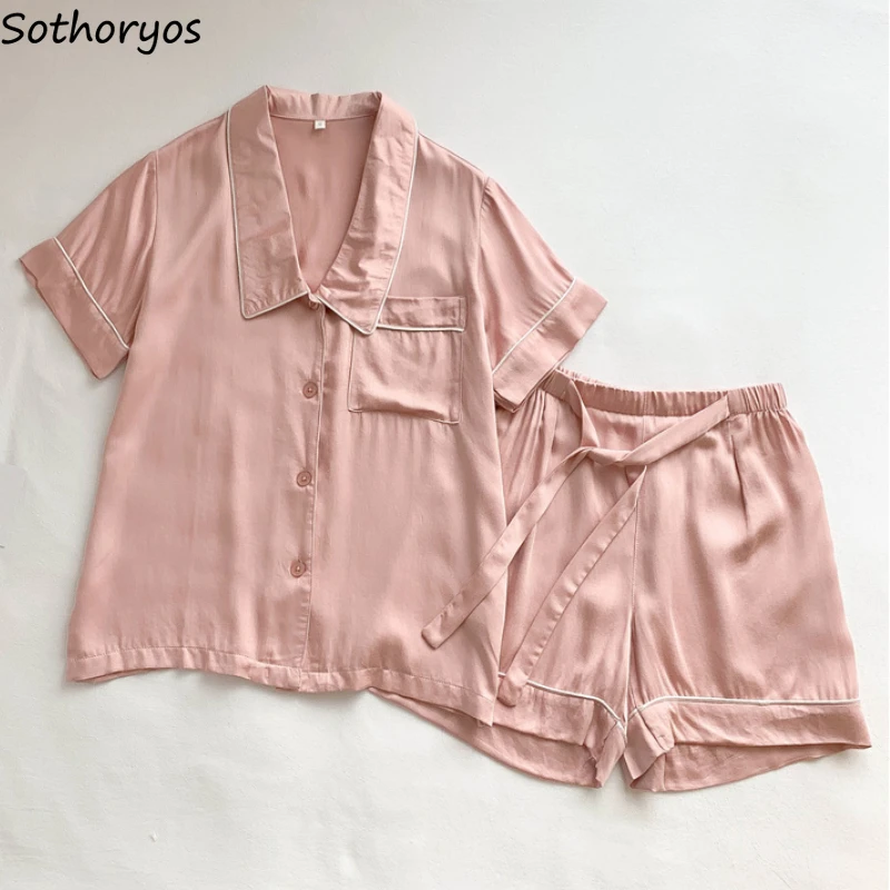 

Tender Retro Pajama Sets Women Summer Cozy Casual Loose Simple Patchwork Nightwear Elastic Waist Bow Design Trousers Homewear