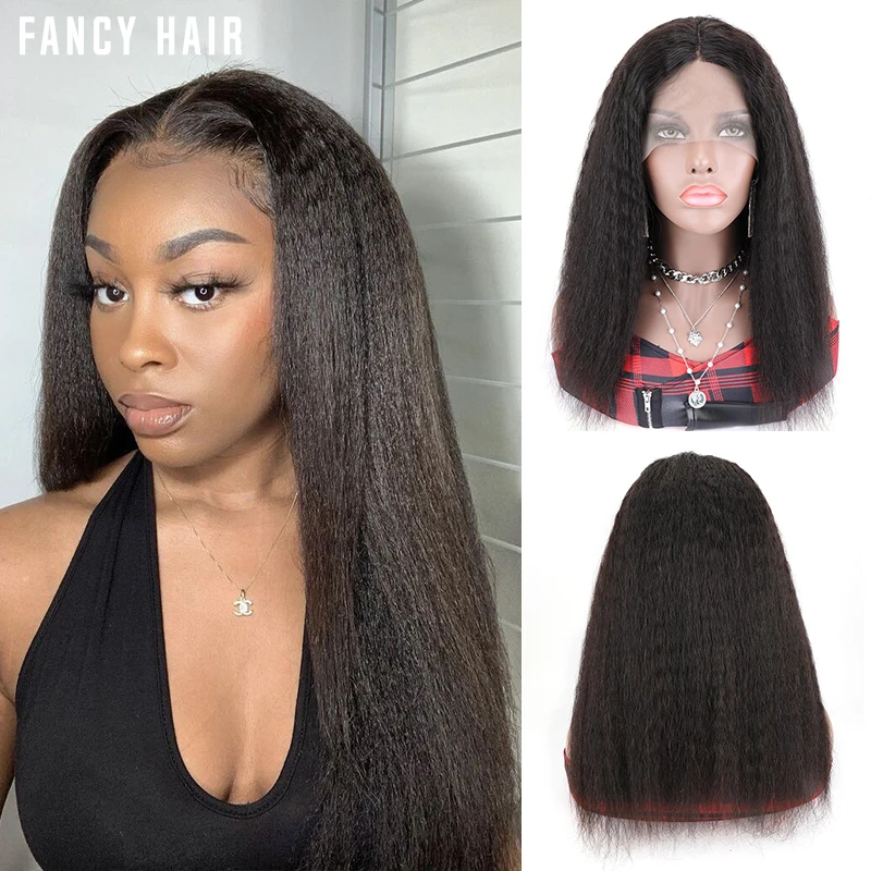 

Yaki Kinky Straight 13x1x4 Lace T Part Brazilian Human Hair Wig 150% Density Wig Bob Human Hair Yaki Kinky 13x4 Lace Front Wig