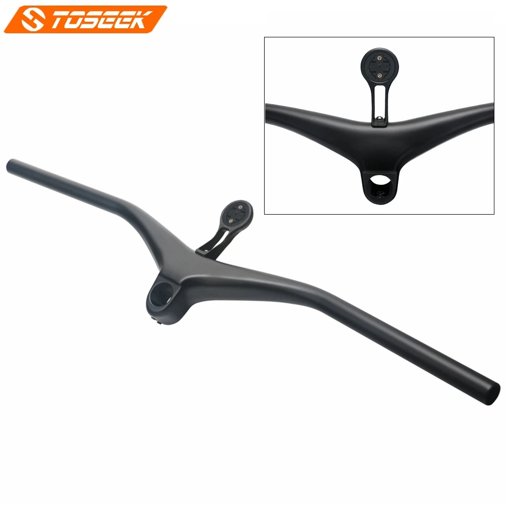 Verkauf TOSEEK Matte Toray High Carbon Fibre XC Bike Berg Integrierte Gerade Lenker Riser -17 Grad Stem MTB Fahrrad Teile