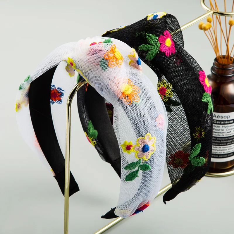 

С цветочным принтом и Кружевами Женские аксессуары для волос оголовье для девочек простой ткани для девочек, лента для волос для женщин пов...