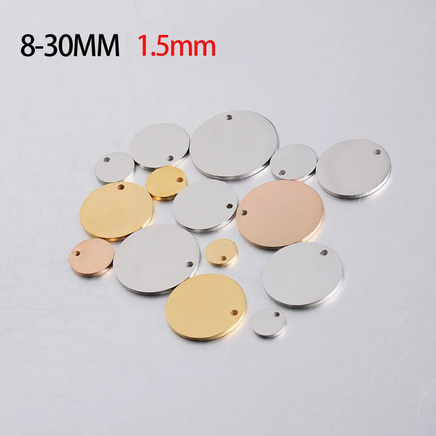 

Fnixtar 20Pcs/Lot Size 8-30mm Mirror Polished Gold Color Stainless Steel Round Pendants Stamping Blanks For DIY Making Necklace