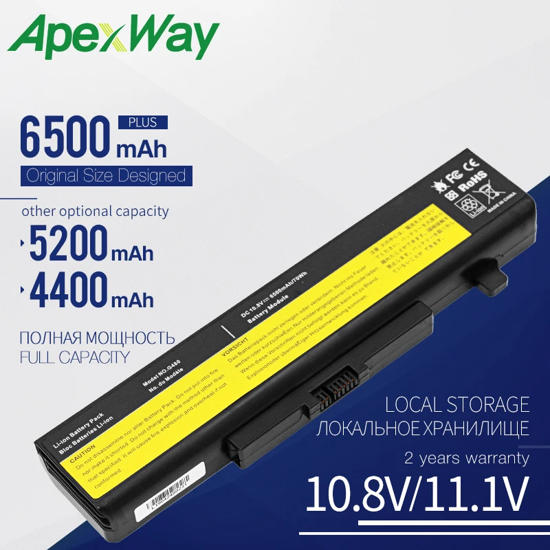 Аккумулятор Apexway для ноутбука L11L6F01 L11L6R01 L11L6Y01 L11M6Y01 L11N6R01 L11N6Y01 Lenovo Y480 G480 G485 G580 G585 Z580