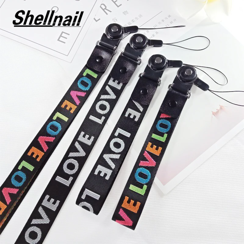

SHELLNAIL Mobile Phone Hanging Ropes Long Neck Lanyard Short Wrist Straps 2 In 1 Buckle Belt Lanyard Jacquard Men Women Landyard