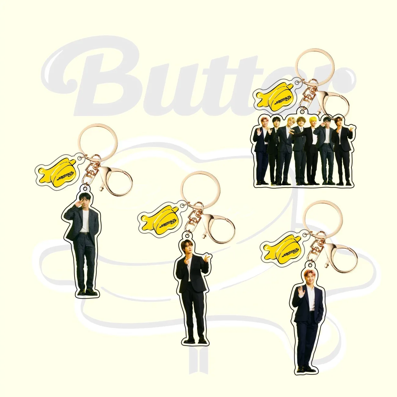 

Wholesale Kpop Idol 2021 Bangtan Boys Butter Meeting Key Chain Accessories Key Ring Cute Pendant Keyring Gifts Acrylic Keychain