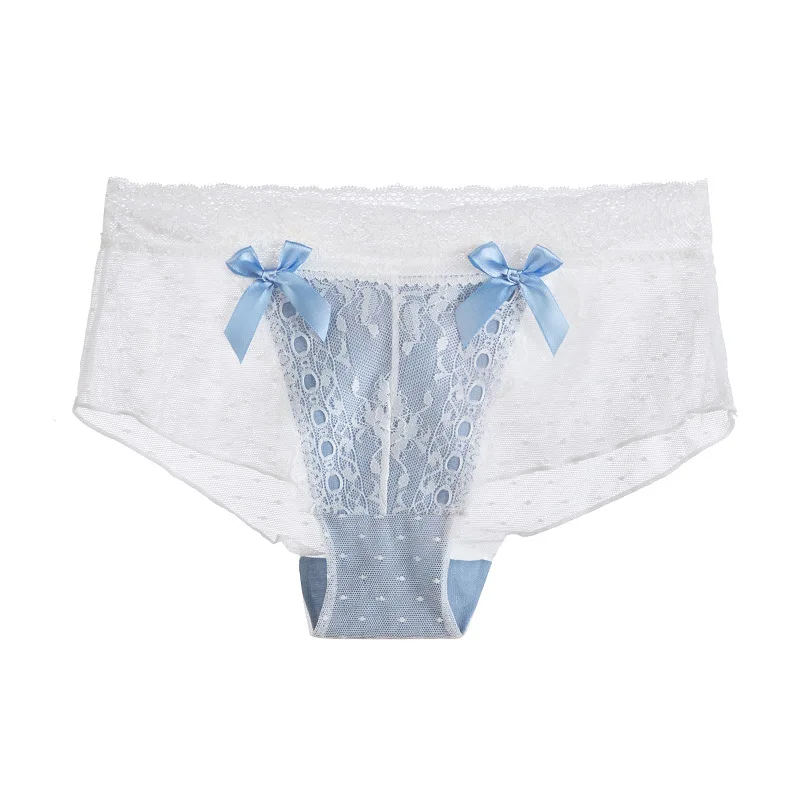 

5 Colors/new Black Lace Sexy Low-waist Women's Briefs Transparent Boxer Briefs Seamless Underwear Summer Thin Bow Langerie