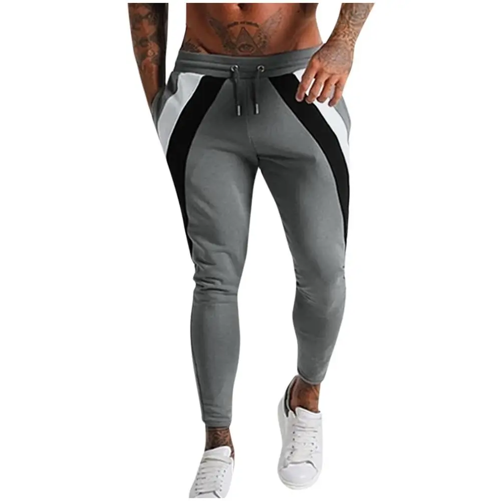 Мужские повседневные цветные брюки с эластичной резинкой на талии спортивные