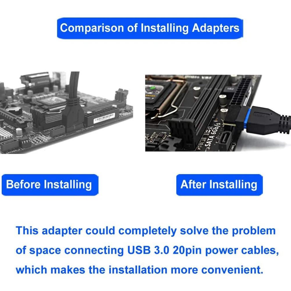 

USB 3.0 20pin Male To Female Extension Adapter Angled 90 Degree For Motherboard Mainboard Connector Socket