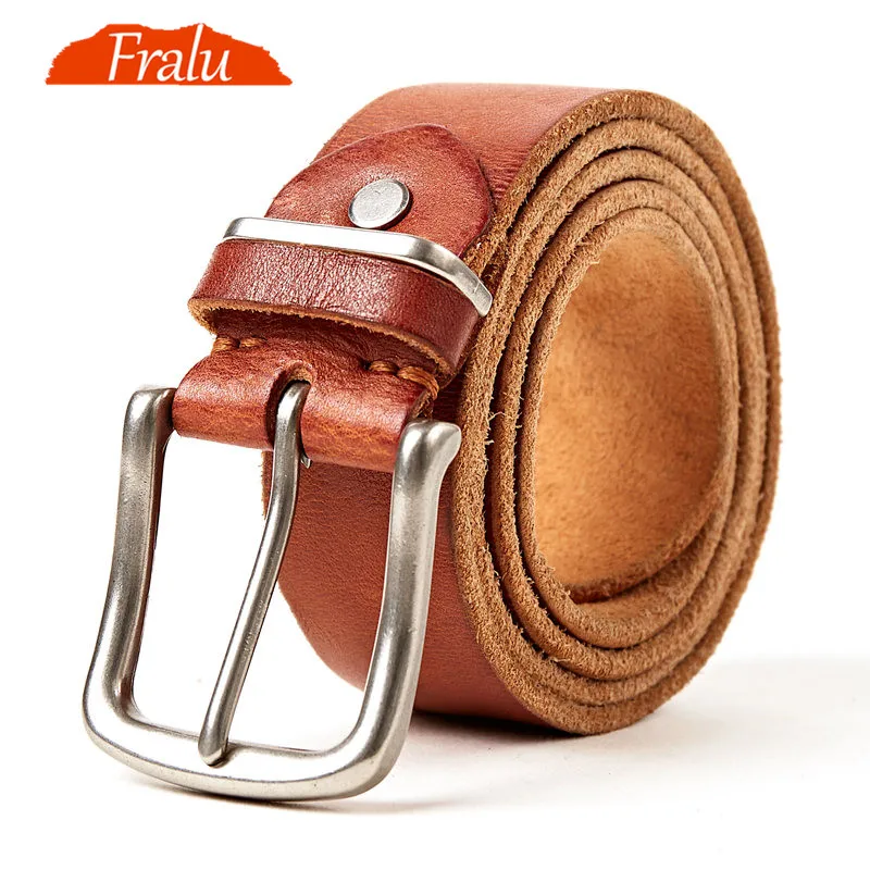 

FRALU new men belt cow genuine leather luxury strap male belts for men new fashion classice vintage pin buckle cinturon hombre